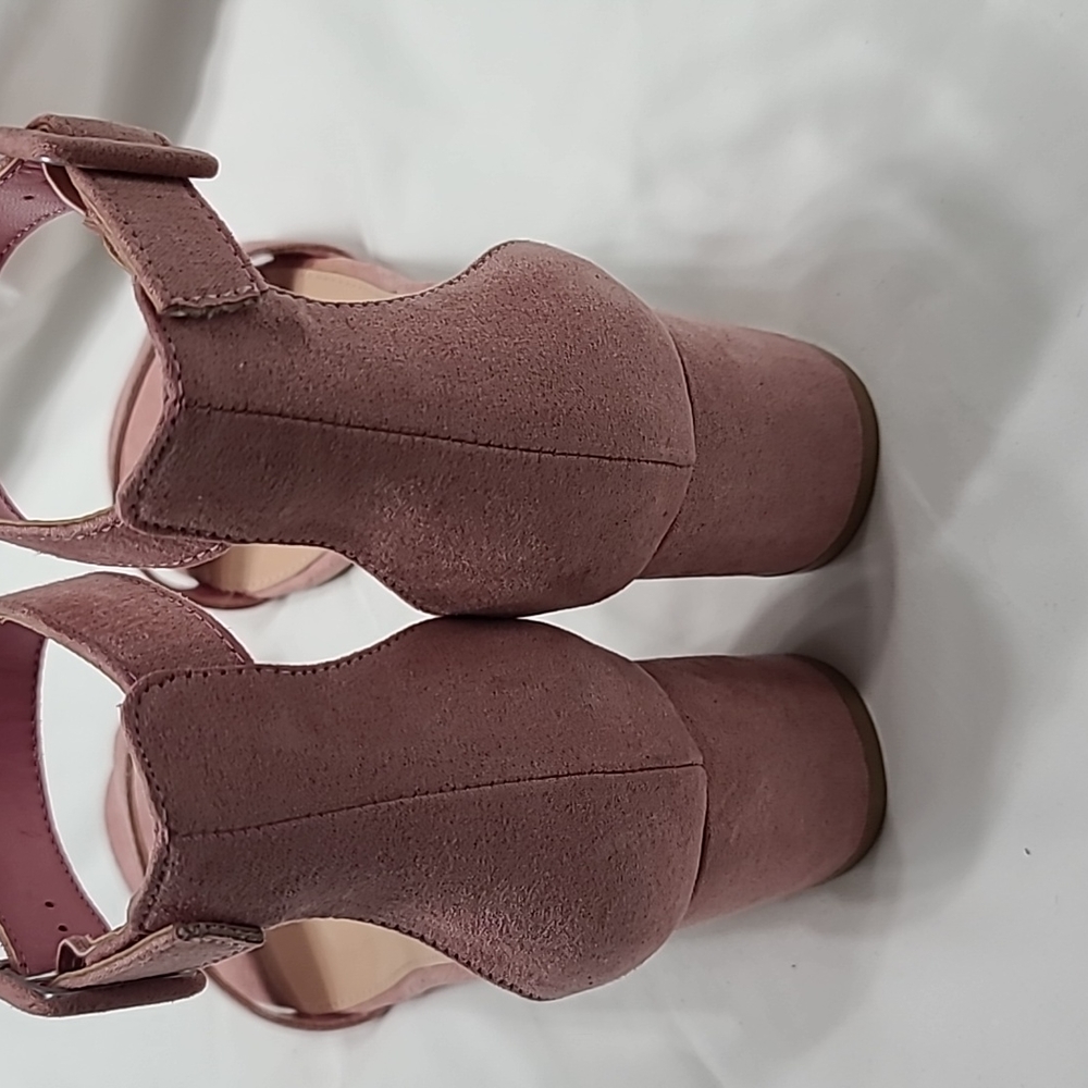 Bamboo Pink Suede Block Heel Sandals Sz 9 - Picture 4 of 9